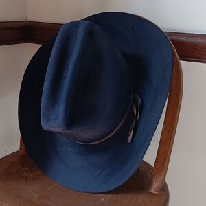 Vtg Resistol Self Conforming XXX Beaver Navy Blue Western Cowboy Hat Sz 6 3/4